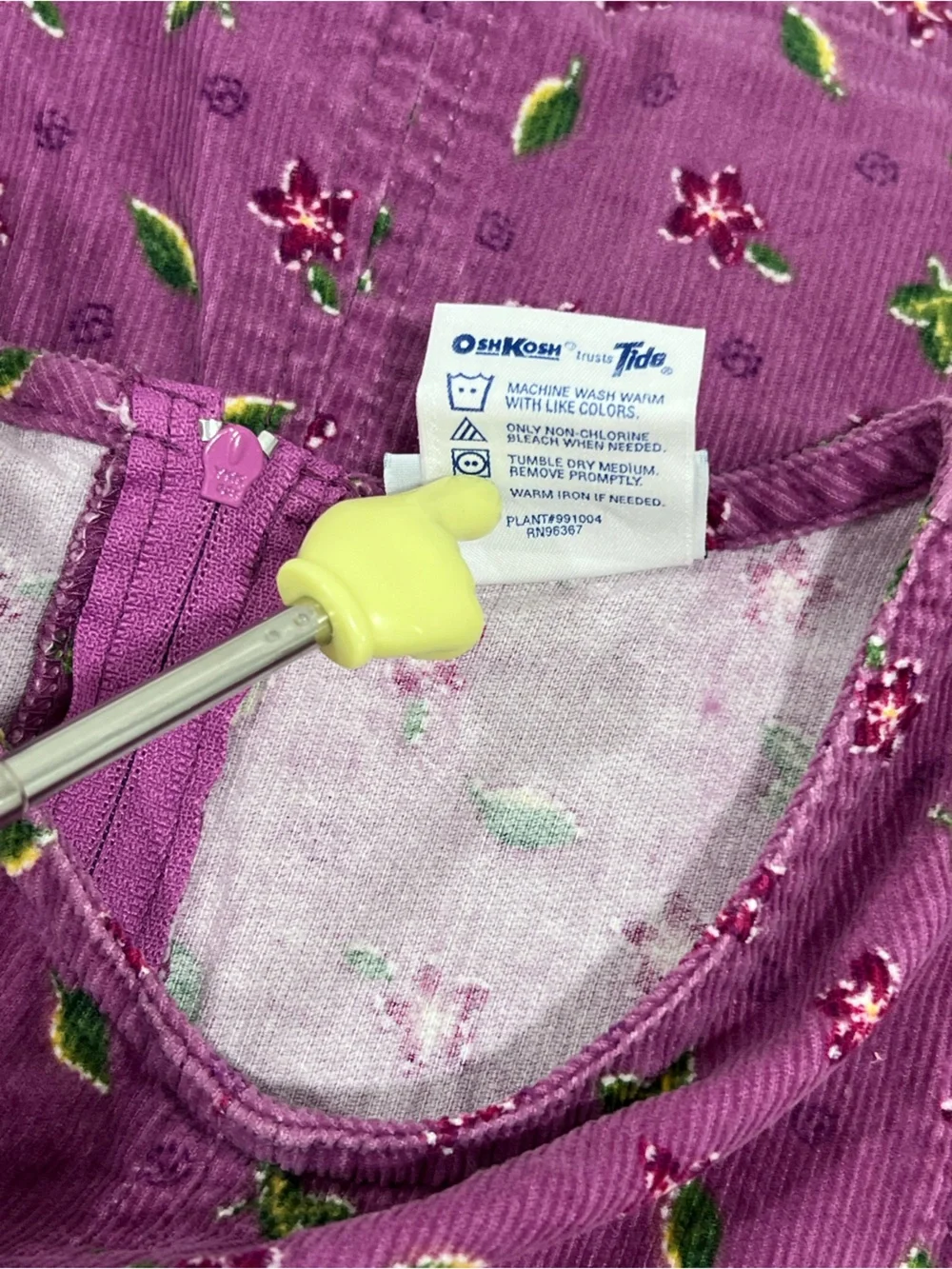 OshKosh B'gosh Purple Floral Corduroy Pinafore